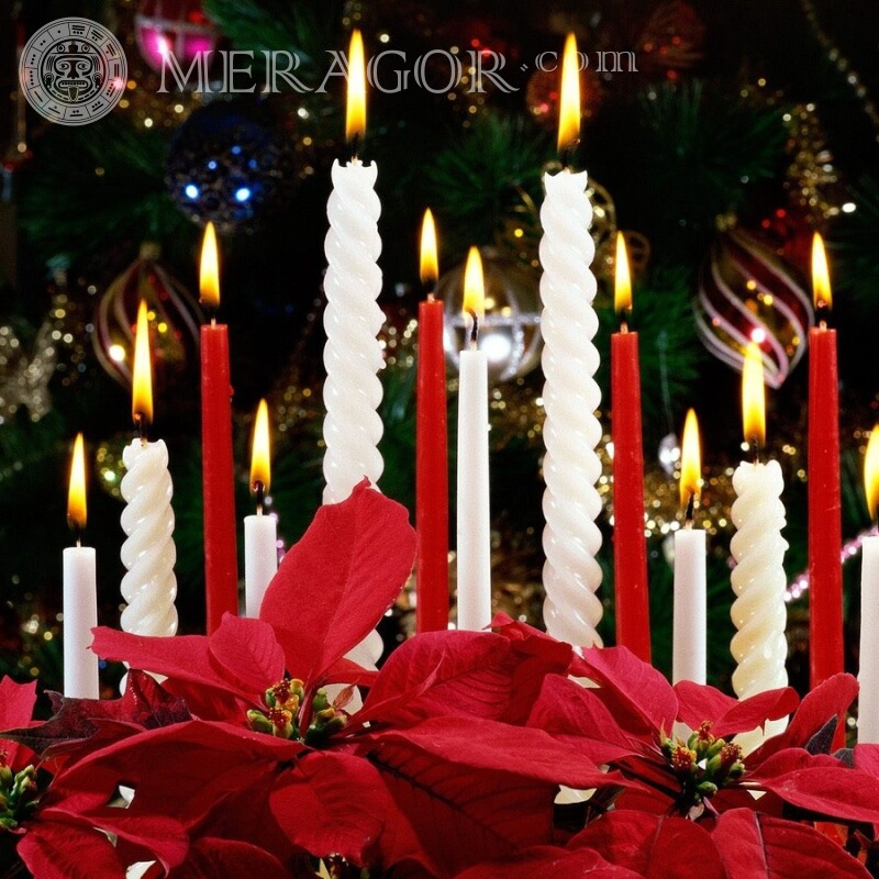 Christmas candles photo for icon Holidays New Year