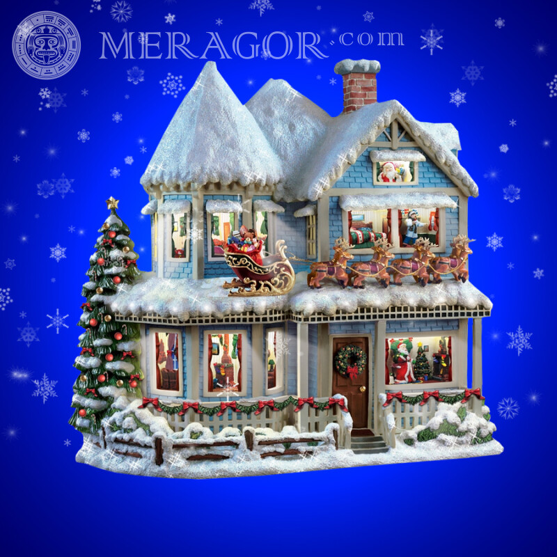 Рождественский домик фото на аватар Праздники Новогодние