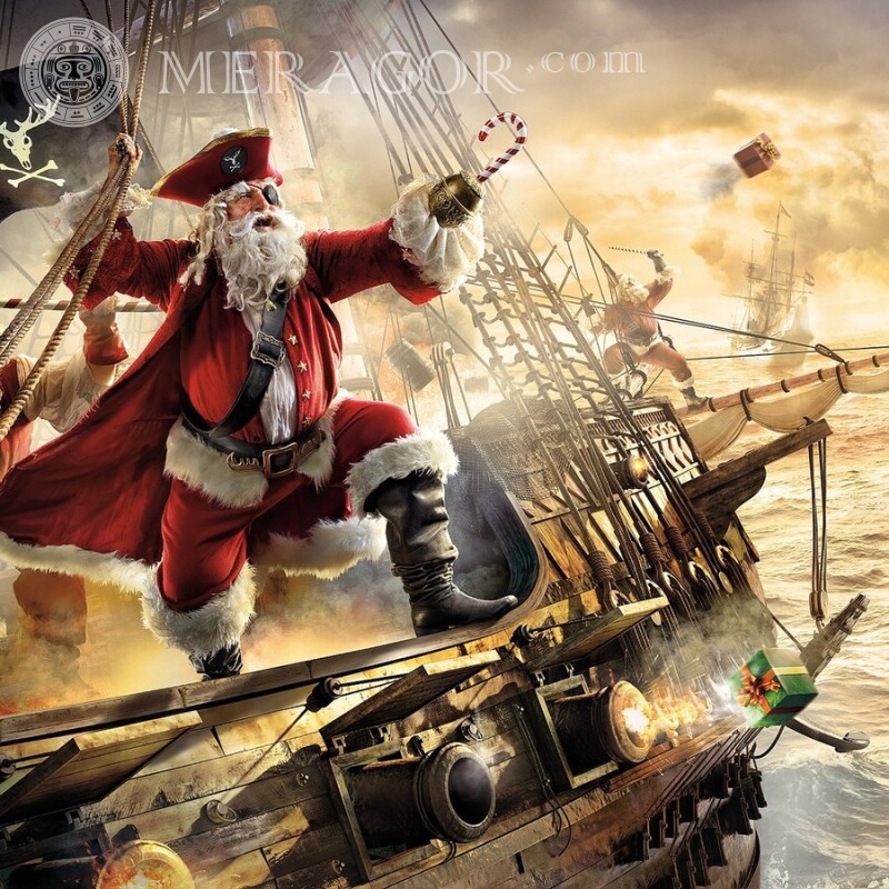 Imagem do avatar do pirata do Papai Noel Humor Papai noel Engraçados