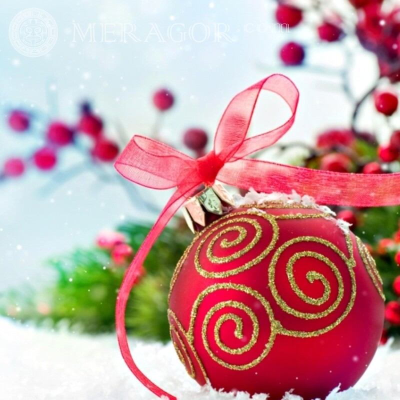 Boule de Noël rouge sur l'avatar Instagram Fêtes de Nouvel an