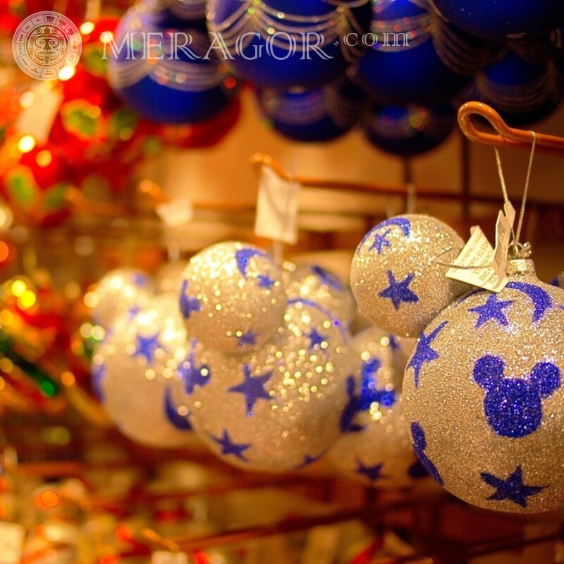 Beautiful Christmas balls on an avatar Holidays New Year