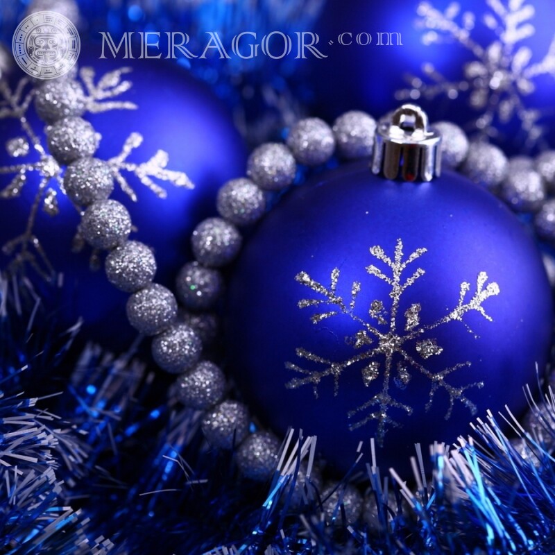 Blue christmas balls for avatar Holidays New Year