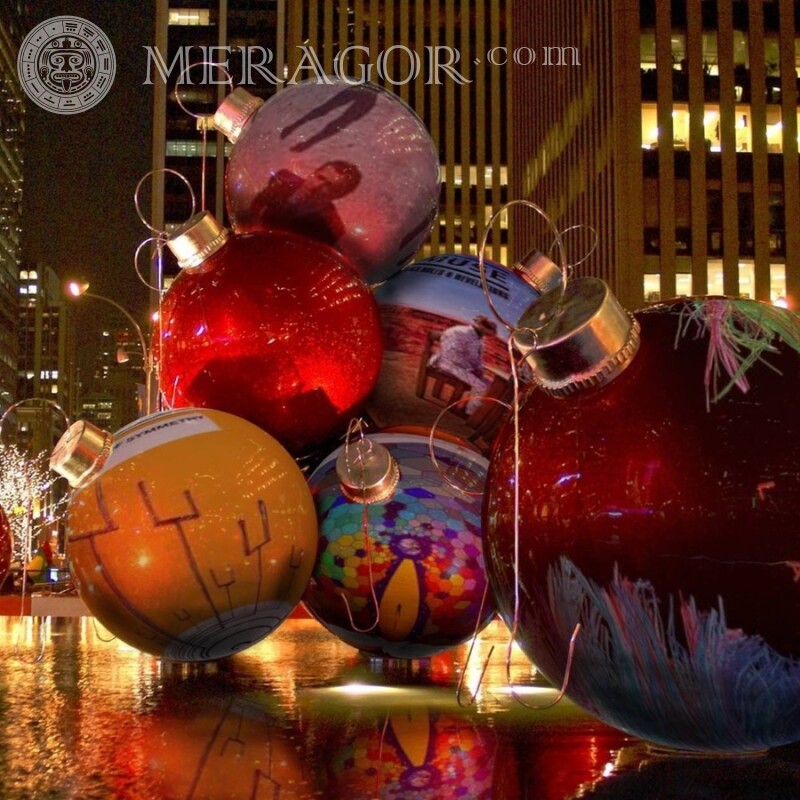 Інсталяція ялинкові кулі фото на аватар Свято На новий рік