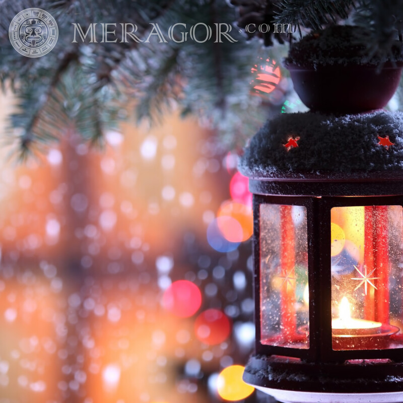 Lanterna de ano novo na neve avatar Feriados Para o ano novo