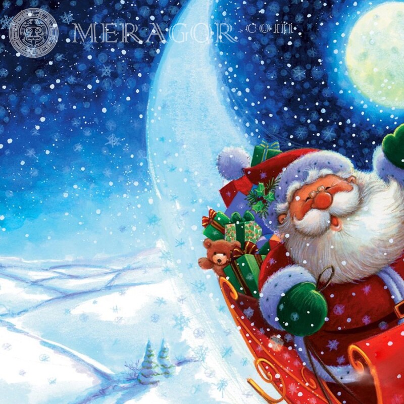 Santa Claus on a sleigh Avatar for New Year Holidays New Year