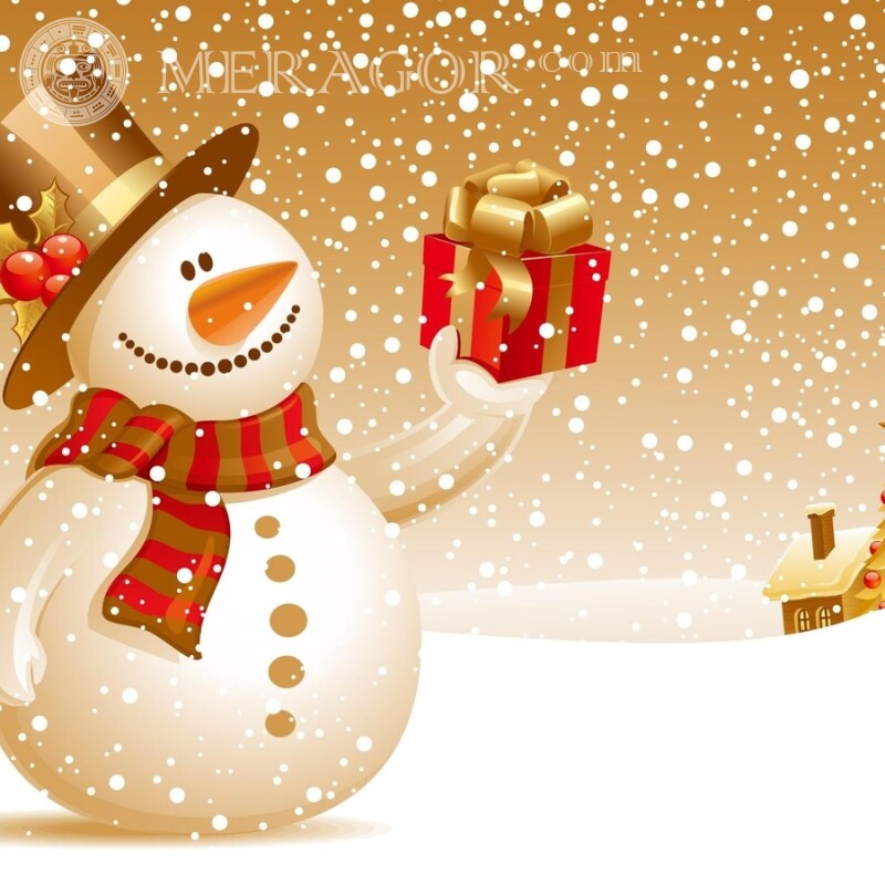 Cartoon snowman avatar Holidays New Year