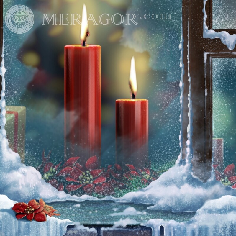 Christmas candles on your Instagram avatar Holidays New Year