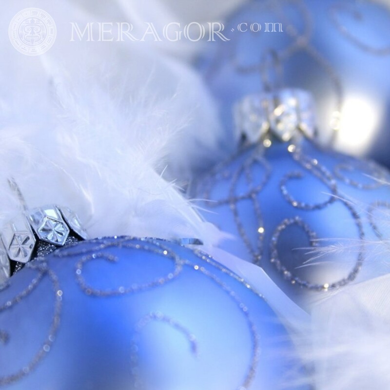 Голубые елочные шары для аватарки Праздники Новогодние