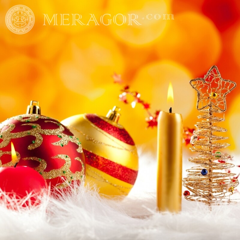 Свеча с новогодними шарами ава Праздники Новогодние