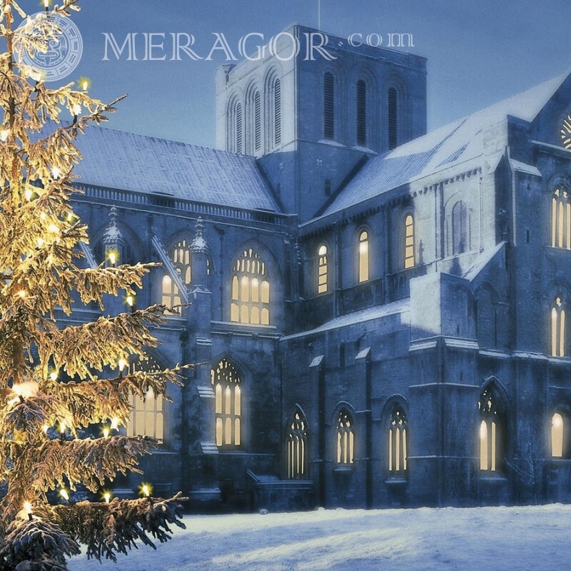 Світло у вікнах замку Аватар на Новий Рік Свято На новий рік