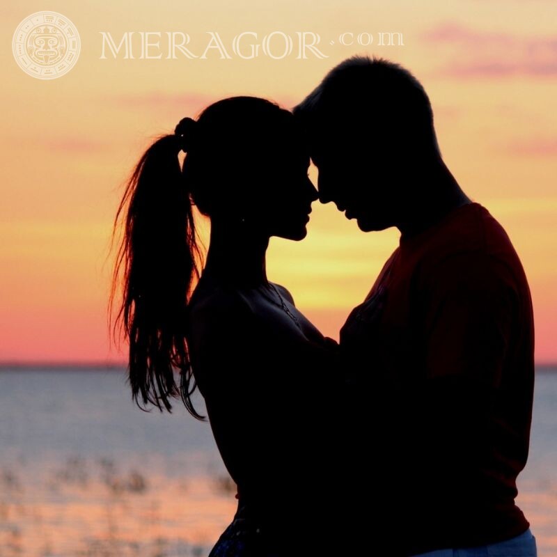 Loving couple for icon silhouettes Love Boy with girl Silhouette
