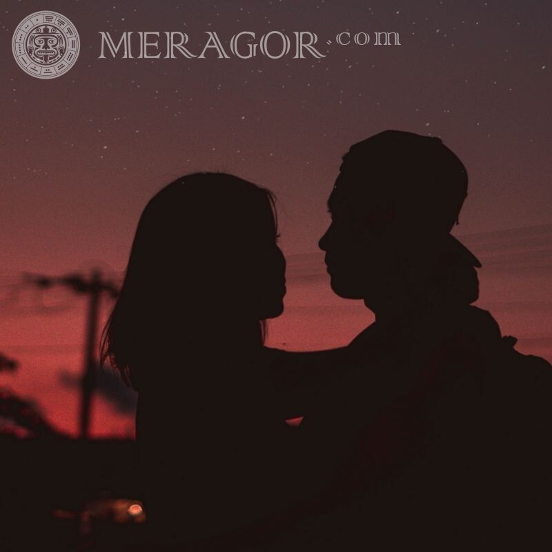 Jungen- und Mädchenfoto auf Avatar über Liebe Mann mit Freundin Liebe Silhouette