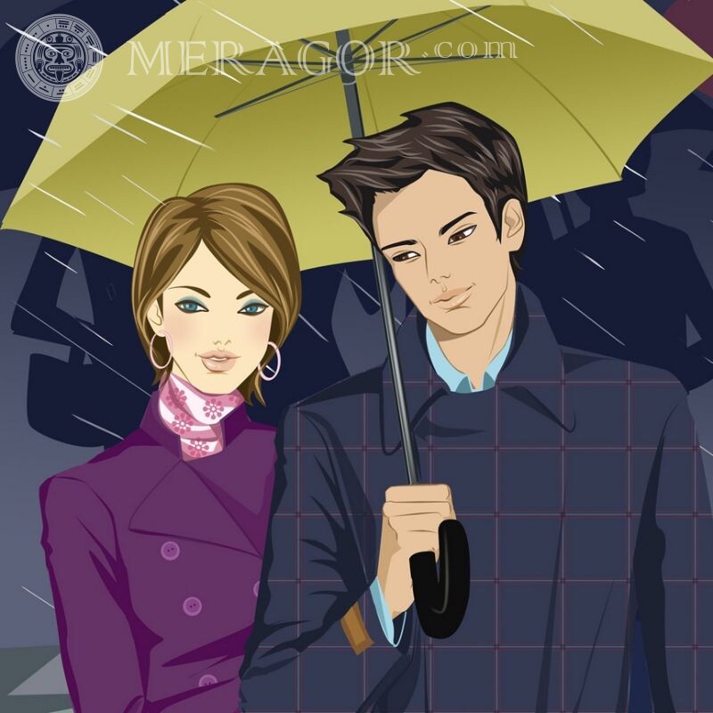 Хлопець і дівчина арт на аватар Хлопець з дівчиною Аніме, малюнок