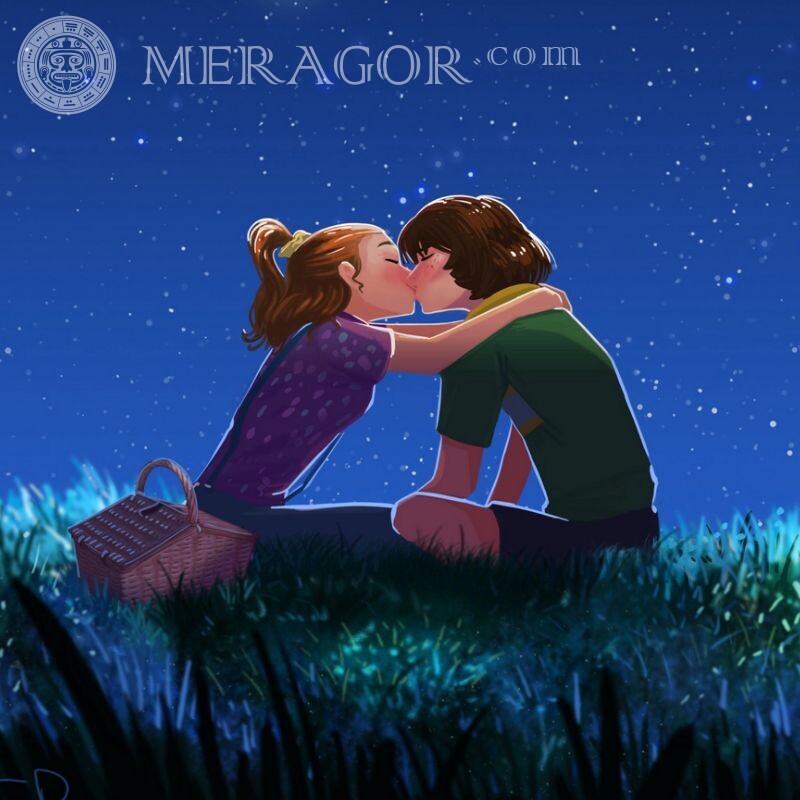 Аніме аватар поцілунок  Аніме, малюнок Любов Хлопець з дівчиною