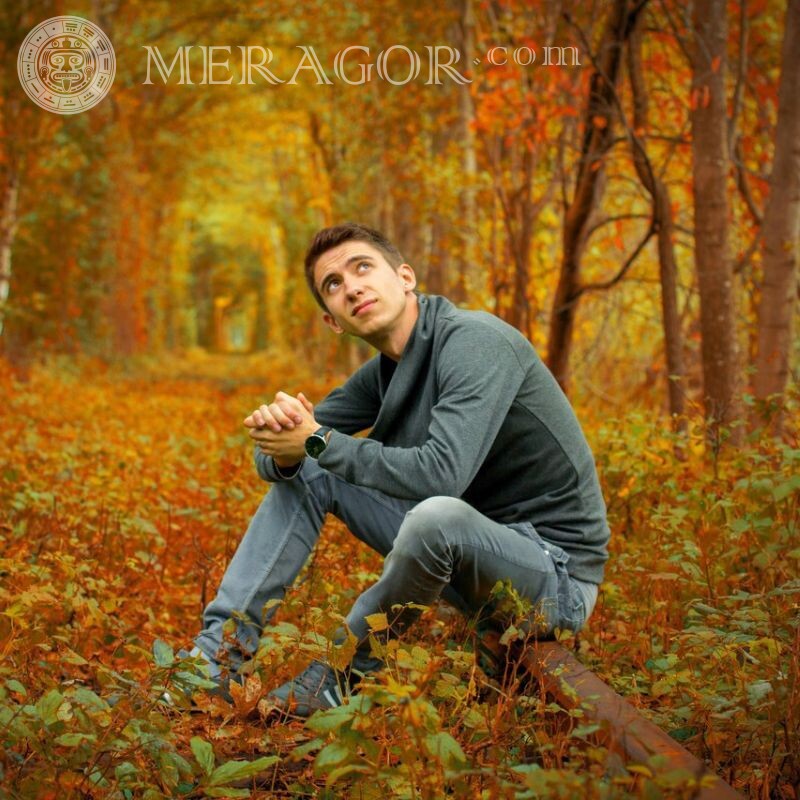 Guy photo dans la nature L'automne Gars Simples