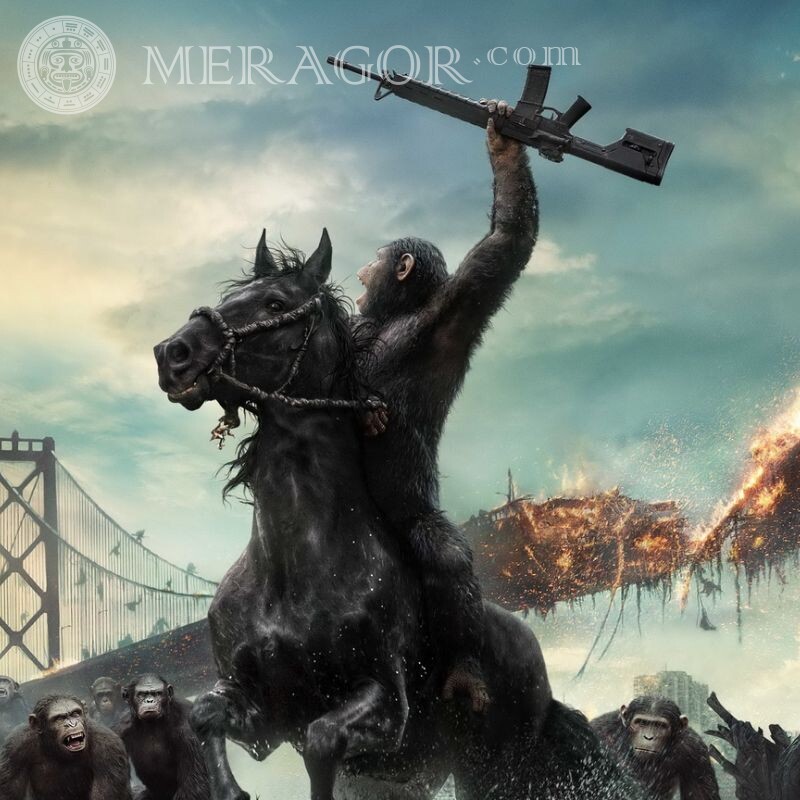 Imagem do avatar do planeta da revolução dos macacos Dos filmes Cavalo Com arma