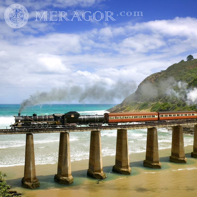 Descarga una foto de una locomotora de vapor en tu foto de perfil gratis para un chico Transporte