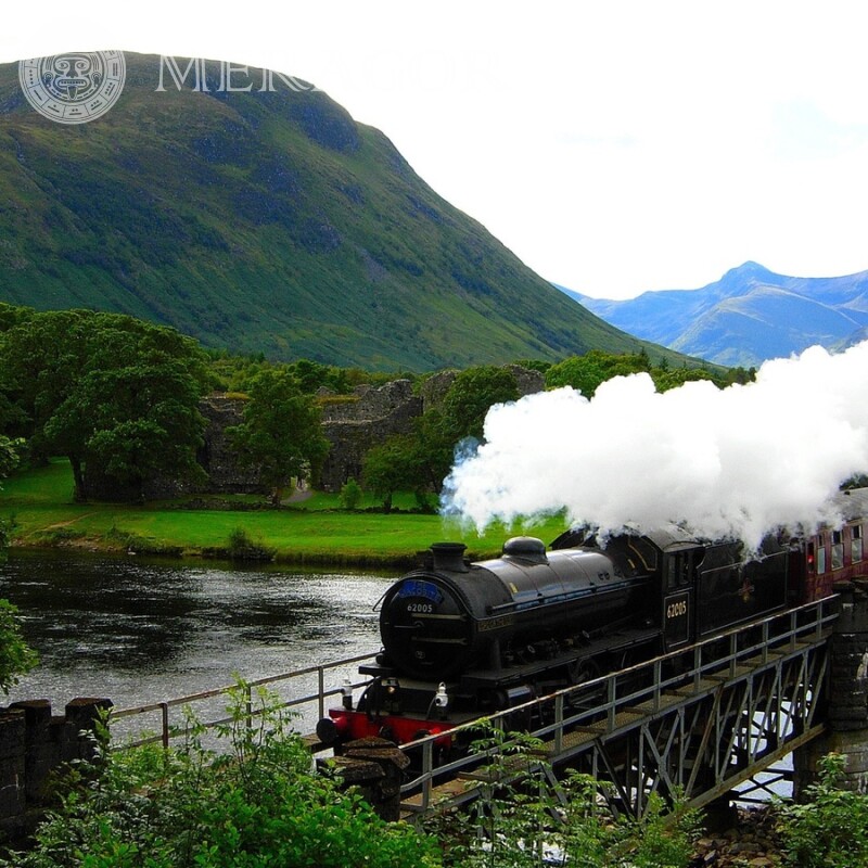 Download a photo of a steam locomotive on an avatar for a guy Transport