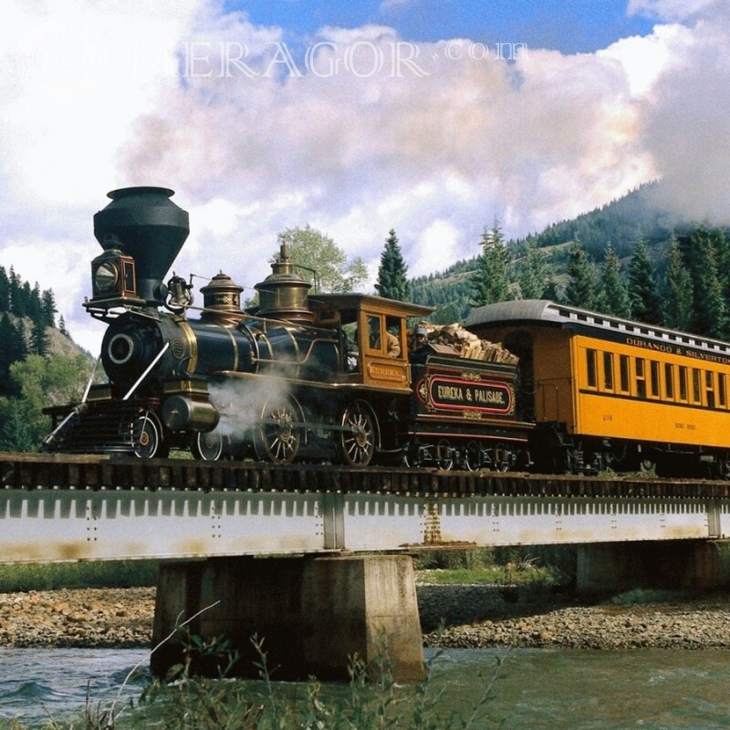 Laden Sie kostenlos ein Foto einer Dampflokomotive für einen Avatar für einen Kerl herunter Transport