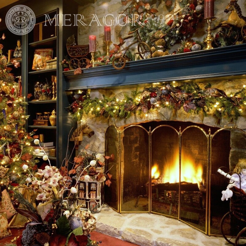 Рождественская картинка на аву в Инстаграм Праздники Новогодние