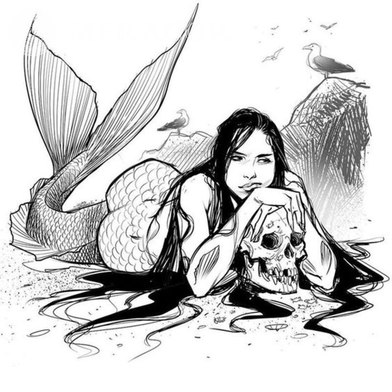Dibujo de una sirena en el avatar de una niña Sirenas