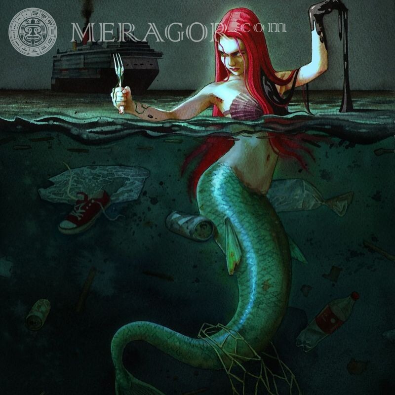 Little mermaid funny picture for icon Mermaids Redhead Long hair