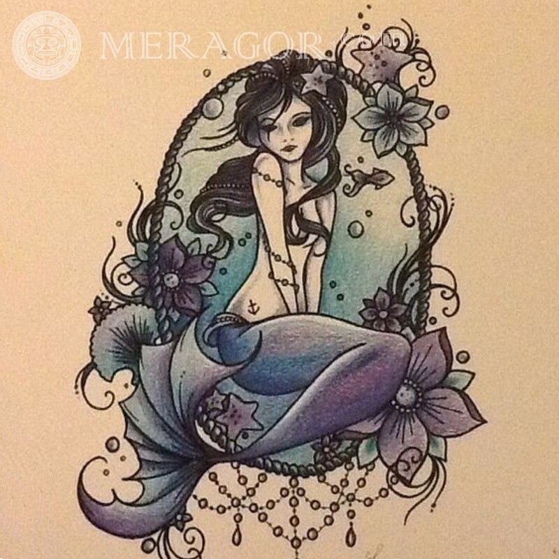 Meerjungfrau, die auf Avatar zeichnet Meerjungfrauen
