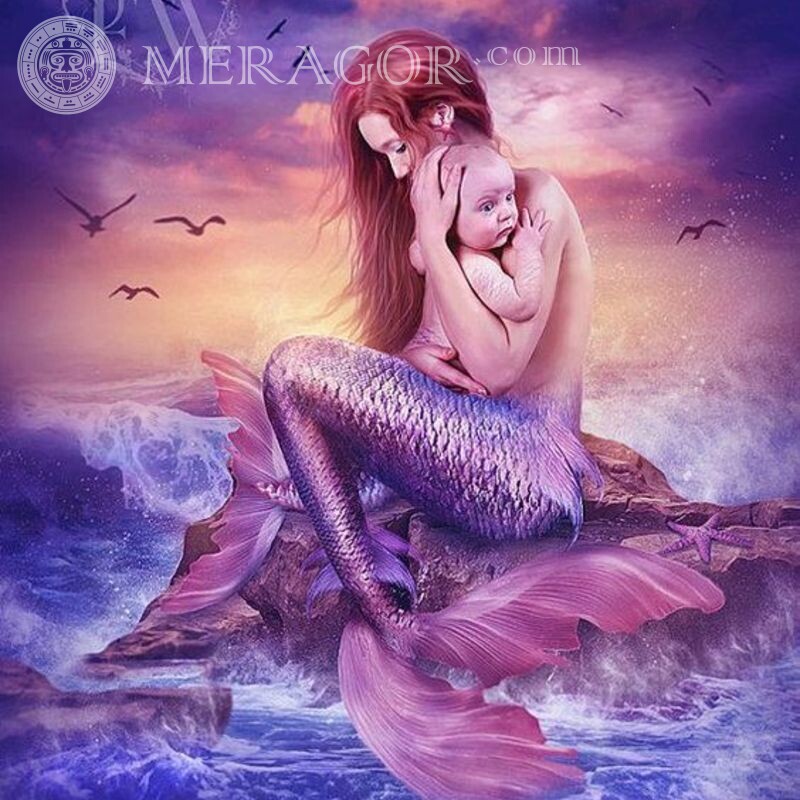 Mermaid avatar mom and baby Babies Mermaids