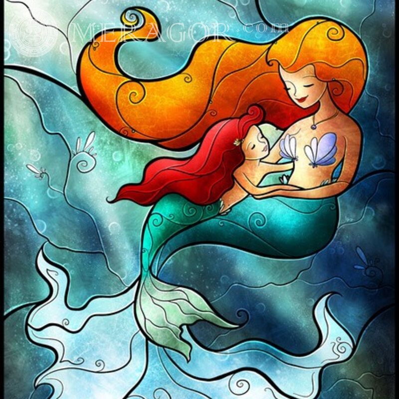 Sirènes sur avatar - maman et bébé Sirènes