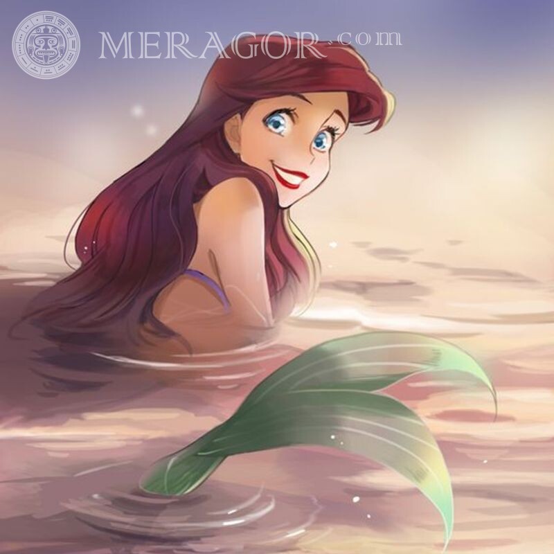 Pequena Sereia Ariel no avatar Desenhos animados Sereia