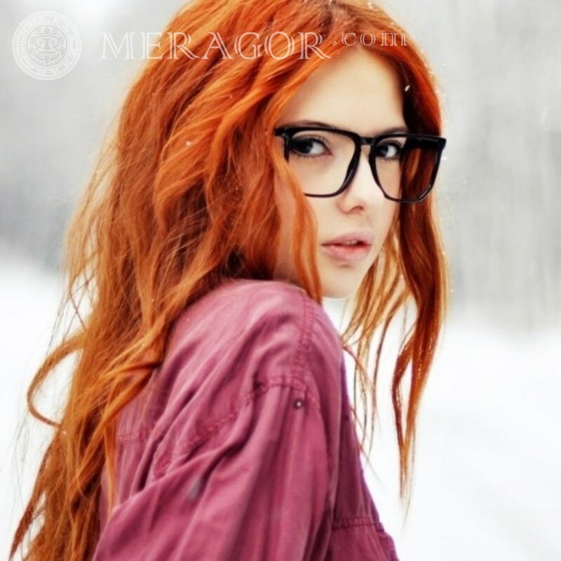 Red-haired girl in glasses In glasses Beauties Faces, portraits