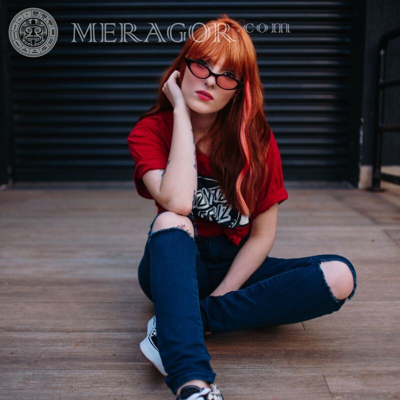 Photo of a red-haired girl for VK In glasses For VK Redhead