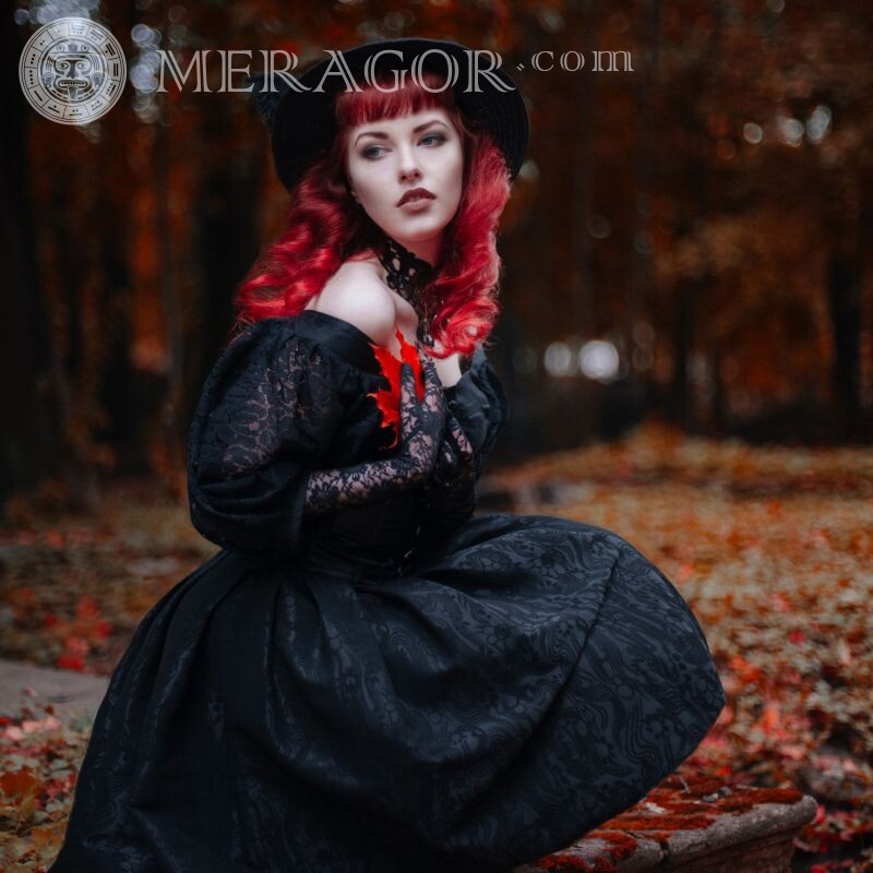 Hexe mit rotem Haar Foto für Avatar Feierzeit Rothaarige