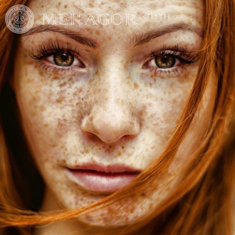 Beautiful face with freckles photo Faces, portraits Redhead