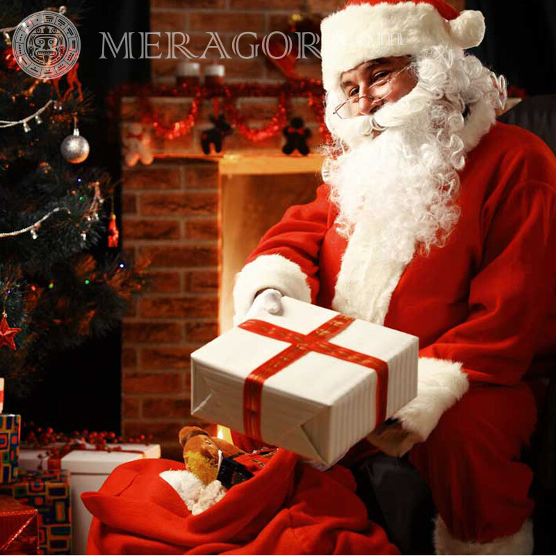 Père Noël avec des cadeaux pour l'avatar Père Noël de Nouvel an Fêtes