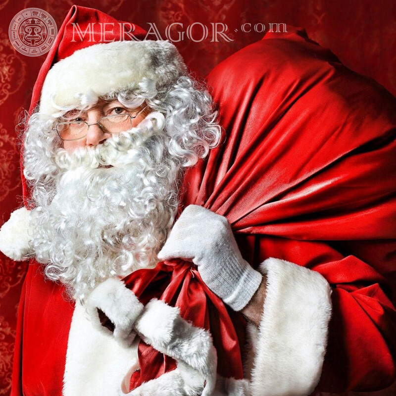 Sac photo du père Noël sur la photo de profil Père Noël de Nouvel an Fêtes