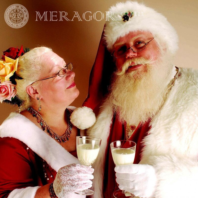 Santa Claus with cocktail Santa Claus New Year Holidays