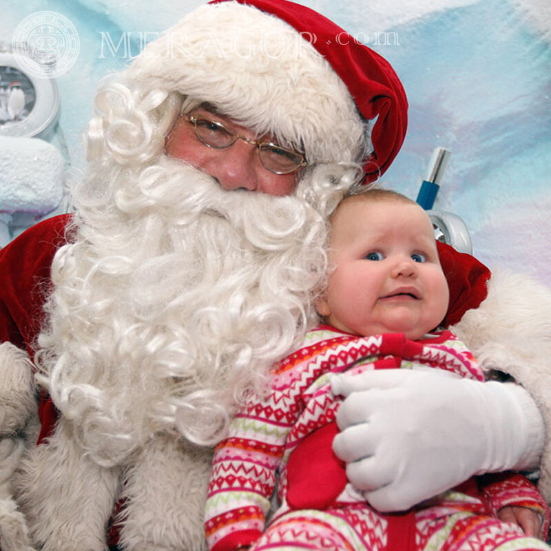 Papai Noel com fotos de bebê Papai noel Para o ano novo Feriados