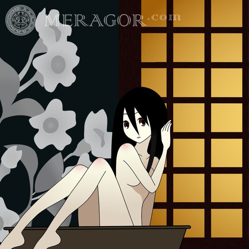 Girl in anime bathtub for page Silhouette Anime, figure Erotic