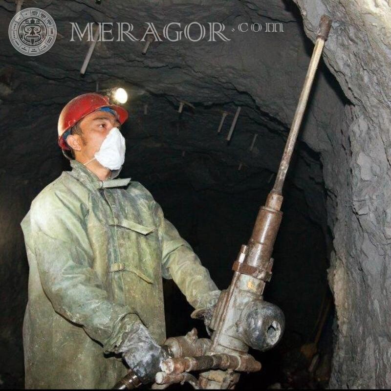 Miner Foto herunterladen Maske Asiaten Kein Gesicht In der Kappe