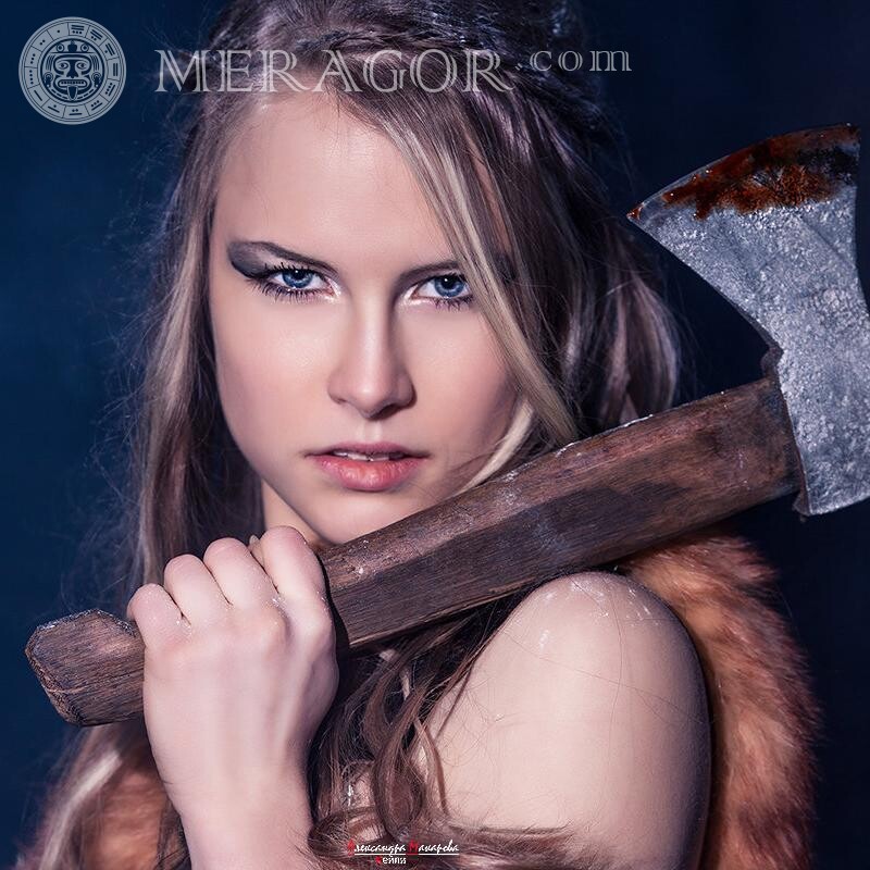 Cool girl with ax on avatar download Faces, portraits Girls Faces of girls