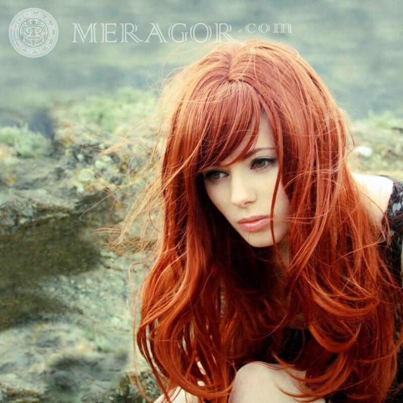 Face of a red-haired girl for icon download Redhead Girls Faces, portraits On the sea