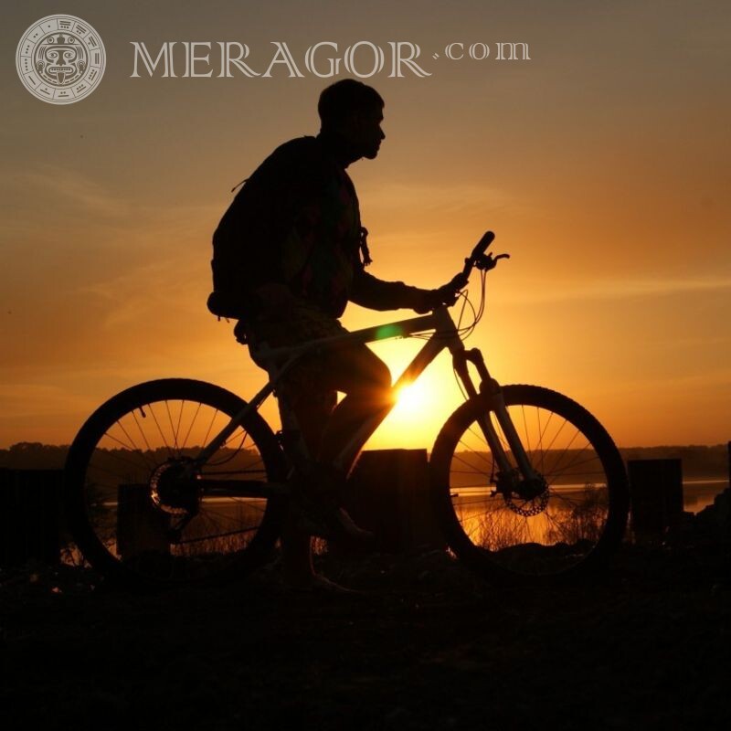 Guy on a bicycle silhouette for icon Silhouette