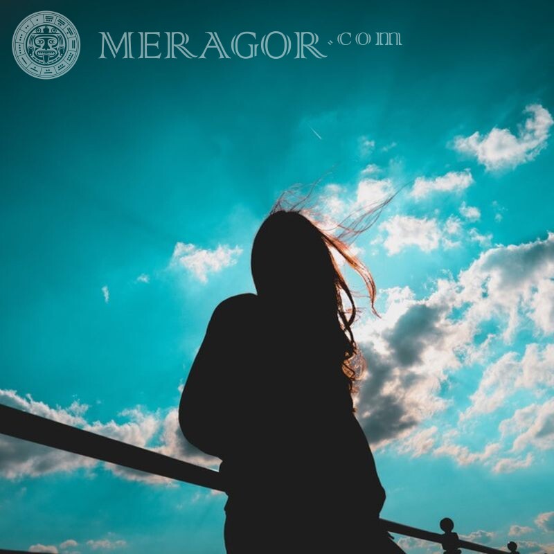 Download beautiful icon with a silhouette of a girl Silhouette