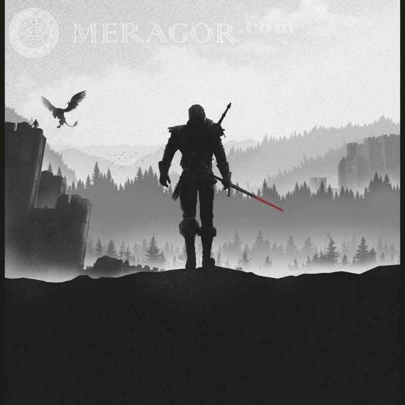 Icon with the silhouette of the witcher All games With weapon