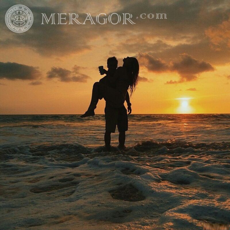 Beautiful icon about love silhouettes of lovers Boy with girl Love
