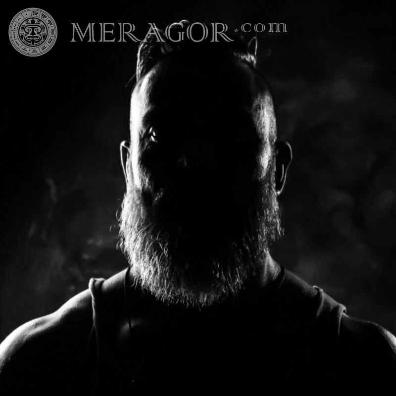 Silhouette of a bearded man for icon Black Men Bearded Silhouette