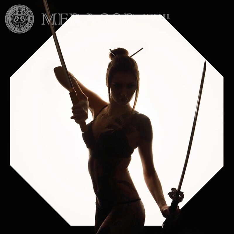 Girl with guns silhouette photo for avatar All games With weapon
