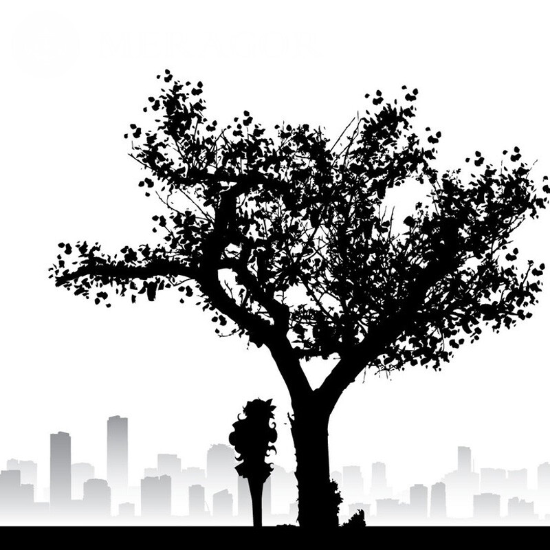 Drawn trees and skyscrapers avatar Nature