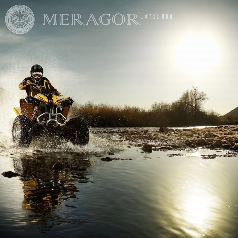 On a quad bike on the water on the avatar Velo, Motorsport Race